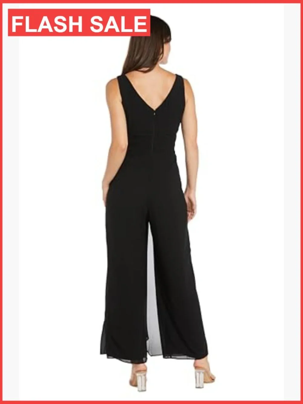 Sleeveless Wide Leg Jumpsuit with Rhinestone Waist - Picture 3 of 7